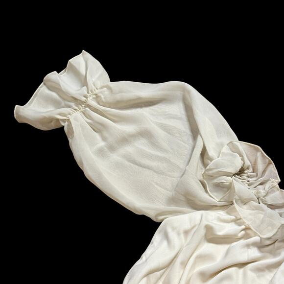 Spirit Halloween Womens SteamPunk Boho Peasant Festival Ruffle Ivory Top S/M - Picture 7 of 10